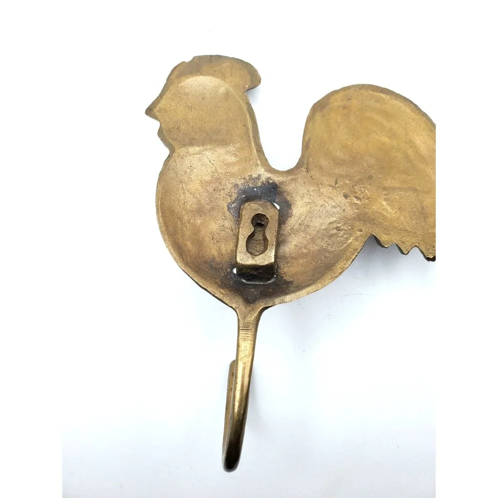Vintage Brass Chicken & Hook Key Hanger 5
